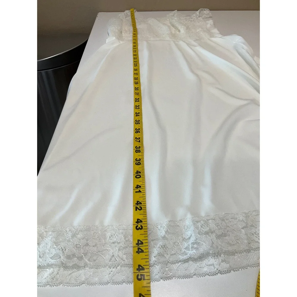 Vintage Carter's Nylon Slip Dress Lace Overlay Trim Bridal Romantic Ethereal 50s